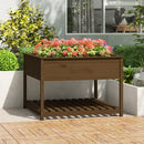 plantekasse med hylde 111,5x111,5x81 cm massivt fyrretræ brun