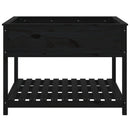 plantekasse med hylde 111,5x111,5x81 cm massivt fyrretræ sort