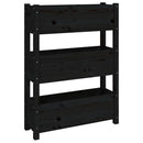 plantekasse 77x25x104,5 cm massivt fyrretræ sort