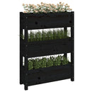 plantekasse 77x25x104,5 cm massivt fyrretræ sort