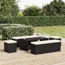 ottoman med hynde 40x30x40 cm polyrattan sort