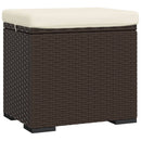 ottoman med hynde 40x30x40 cm polyrattan brun