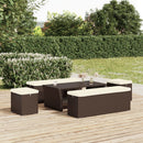 ottoman med hynde 40x30x40 cm polyrattan brun