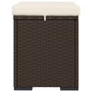 ottoman med hynde 40x30x40 cm polyrattan brun