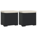 ottomaner med hynder 2 stk. 40x30x40 cm polyrattan sort