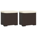 ottomaner med hynder 2 stk. 40x30x40 cm polyrattan brun