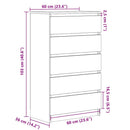 skuffeskab 60x36x103 cm konstrueret træ hvid