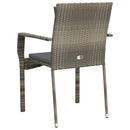 havestole med hynder 2 stk. polyrattan grå