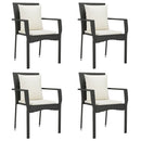 havestole med hynder 4 stk. polyrattan sort