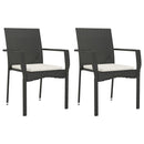 havestole med hynder 2 stk. polyrattan sort