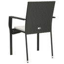 havestole med hynder 2 stk. polyrattan sort