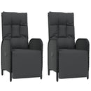 havestole med lænefunktion og hynder 2 stk. polyrattan sort