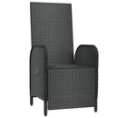 havestole med lænefunktion og hynder 2 stk. polyrattan sort