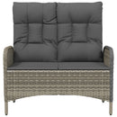 havebænk med lænefunktion og hynder 107 cm polyrattan grå