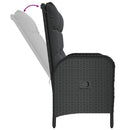 havebænk med lænefunktion og hynder 107 cm polyrattan sort
