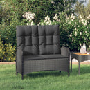 havebænk med lænefunktion og hynder 107 cm polyrattan sort