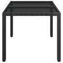 havebord med glastop 90x90x75 cm polyrattan sort