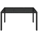 havebord med glastop 150x90x75 cm polyrattan sort