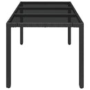 havebord med glastop 150x90x75 cm polyrattan sort
