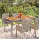 havebord med træplade 150x90x75 cm polyrattan grå