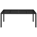 havebord med glastop 150x90x75 cm polyrattan sort