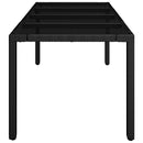 havebord med glastop 150x90x75 cm polyrattan sort
