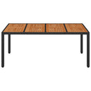 havebord med træplade 190x90x75 cm polyrattan sort