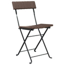 foldbare bistrostole 2 stk. polyrattan og stål brun