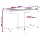havebord 159,5x82,5x110 cm massivt fyrretræ hvid