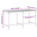 havebord 203,5x90x110 cm massivt fyrretræ hvid