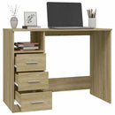 skrivebord m. skuffer 102x50x76 cm konstrueret træ sonoma-eg