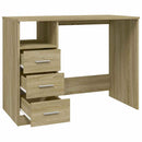 skrivebord m. skuffer 102x50x76 cm konstrueret træ sonoma-eg
