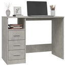 skrivebord m. skuffer 102x50x76 cm konstrueret træ betongrå