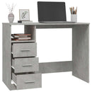 skrivebord m. skuffer 102x50x76 cm konstrueret træ betongrå