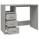 skrivebord m. skuffer 102x50x76 cm konstrueret træ betongrå