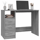 skrivebord m. skuffer 102x50x76cm konstrueret træ grå sonoma-eg