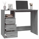 skrivebord m. skuffer 102x50x76cm konstrueret træ grå sonoma-eg