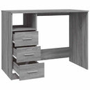 skrivebord m. skuffer 102x50x76cm konstrueret træ grå sonoma-eg