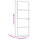 dør 76x201,5 cm hærdet glas og aluminium sort