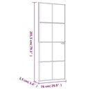 dør 76x201,5 cm hærdet glas og aluminium sort