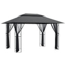 pavillon med sidevægge 400x300x270 cm stål antracitgrå