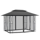 pavillon med sidevægge 400x300x270 cm stål antracitgrå