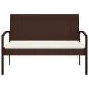 havebænk med hynde 105 cm polyrattan brun