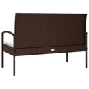 havebænk med hynde 105 cm polyrattan brun