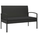 havebænk med hynde 105 cm polyrattan sort
