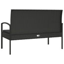 havebænk med hynde 105 cm polyrattan sort