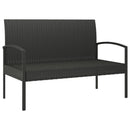 havebænk med hynde 105 cm polyrattan sort