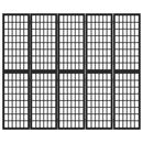 5-panels rumdeler 200x170 cm foldbar japansk stil sort