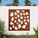 udendørs vægdekoration 55x55 cm ahornbladdesign cortenstål
