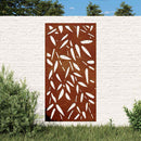 udendørs vægdekoration 105x55 cm bambusbladdesign cortenstål